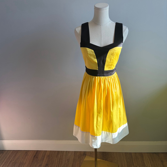 Max & Cleo Dresses & Skirts - Max And Cleo Yellow & Black Sleeveless Fit & Flare Midi Dress, SZ 2